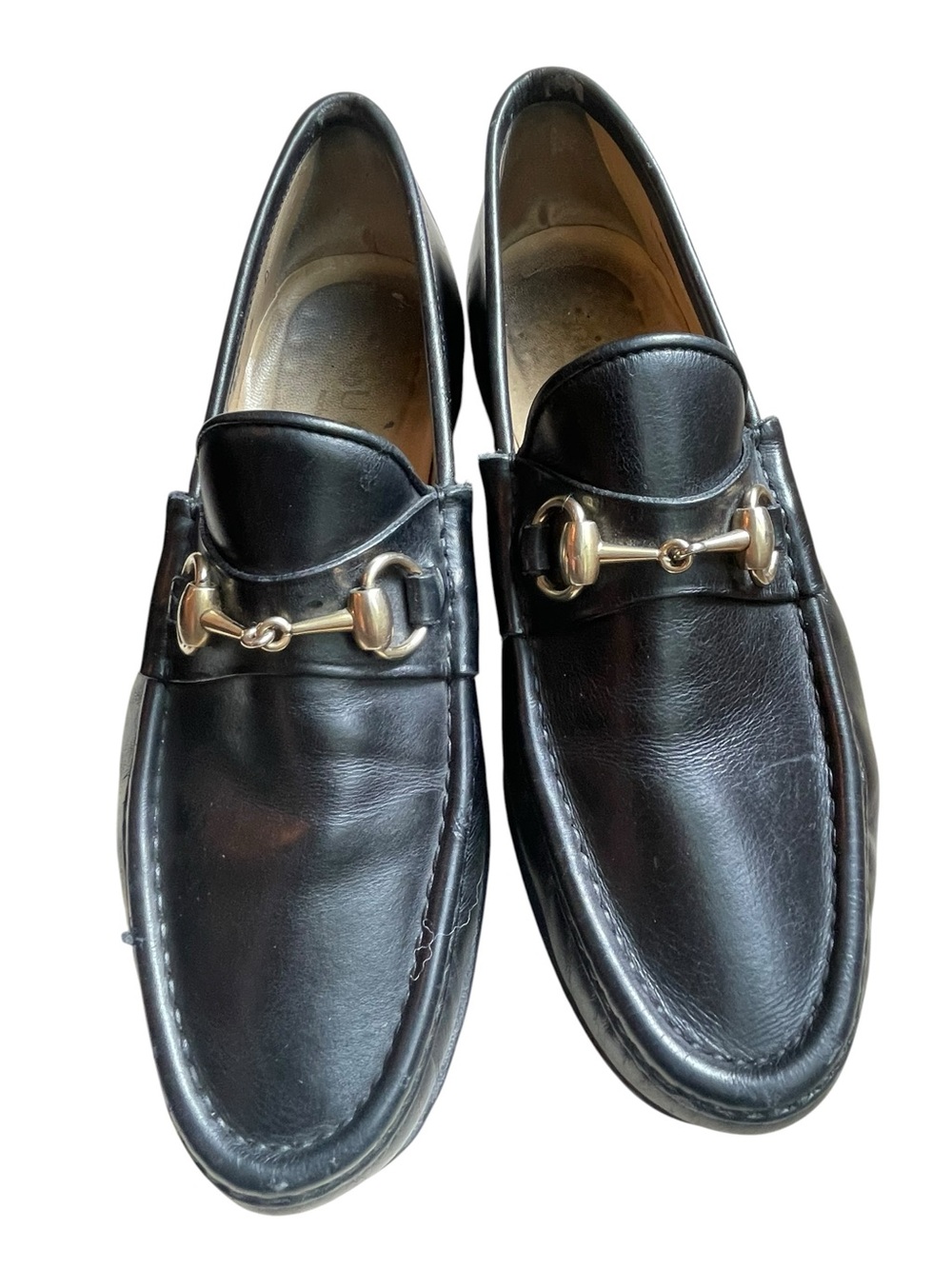 GUCCI Horsebit Vintage TOM FORD ERA Black Loafers Leather Gold Men's  8 Classic - Picture 14 of 16